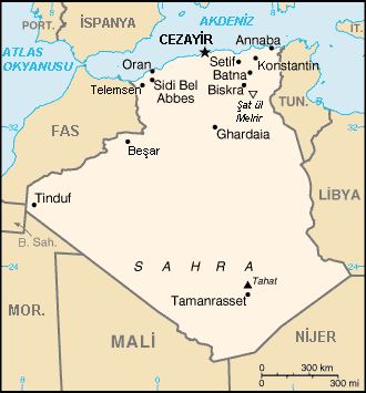 Cezayir'in siyasi haritas.